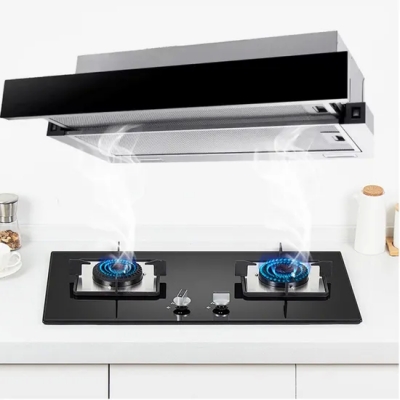 Operação eficiente Aço Inoxidável Pull-out Touch Control Kitchen Cooker Hood Smart Telescopic Under Cabinet Range Hood