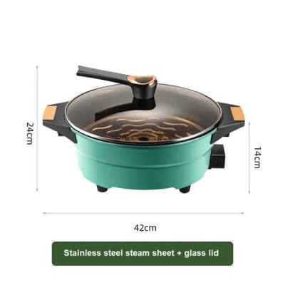 1500W multifuncional eléctrica de aluminio ollas de cocina antiadherente sartén pan