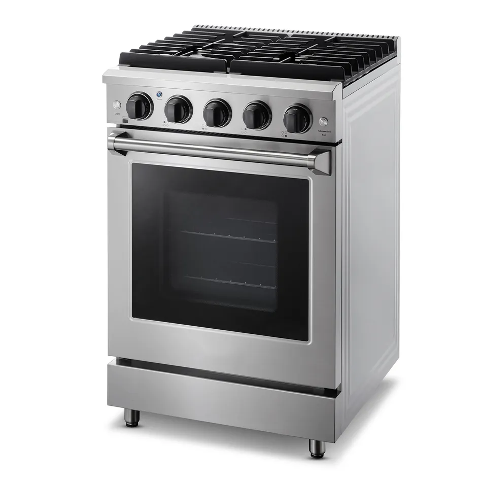 Modern 24-Inch Freestanding Gas Range Stove with Black Drip Pan