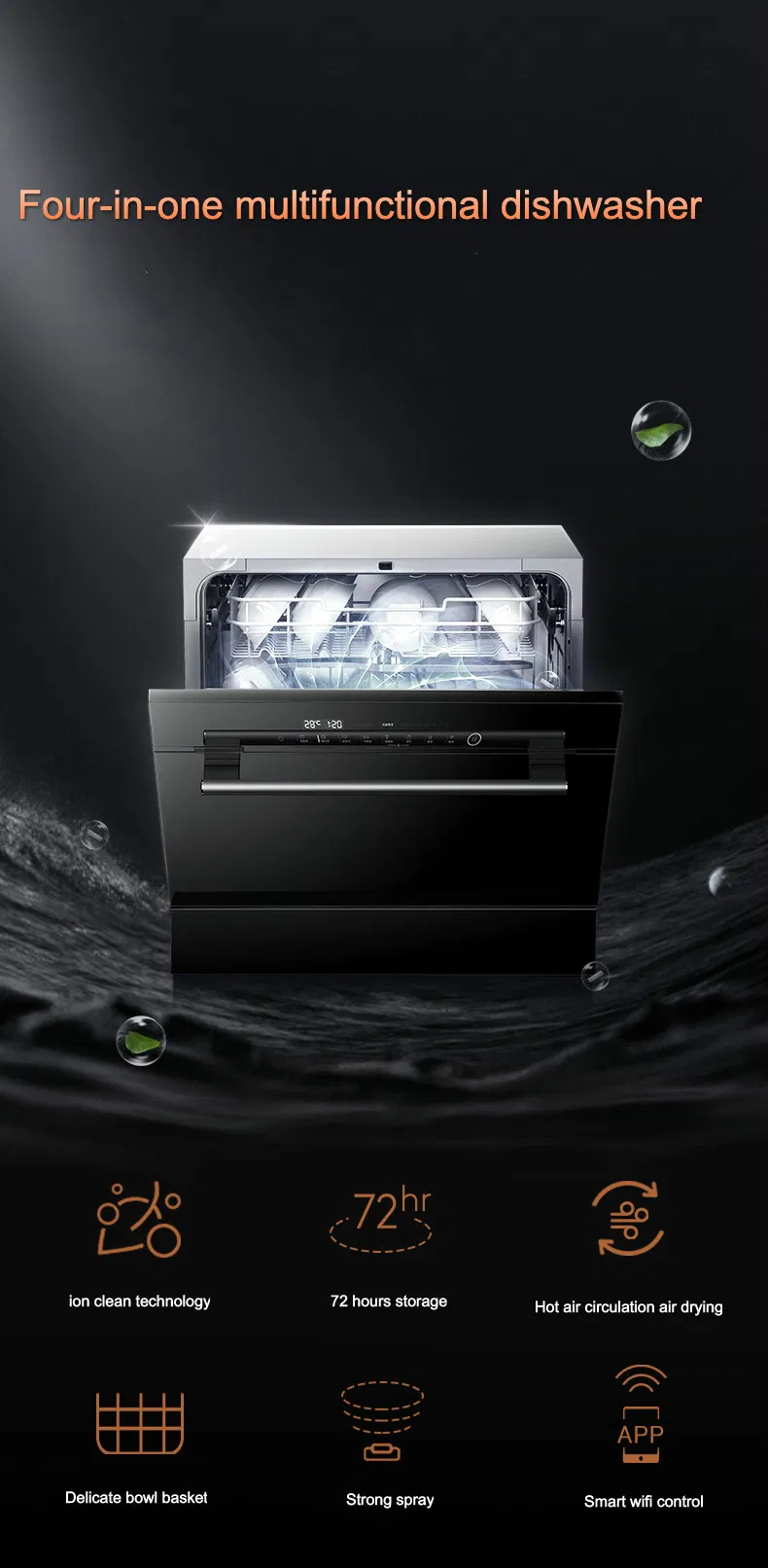 Black Stainless Steel Built in Dishwasher Factory in China