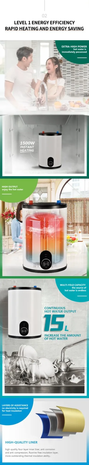 6/10/15L Floor Enamel Coating Small Storage Tank Electric Wall Hung Water Boiler Geyser Water Heater