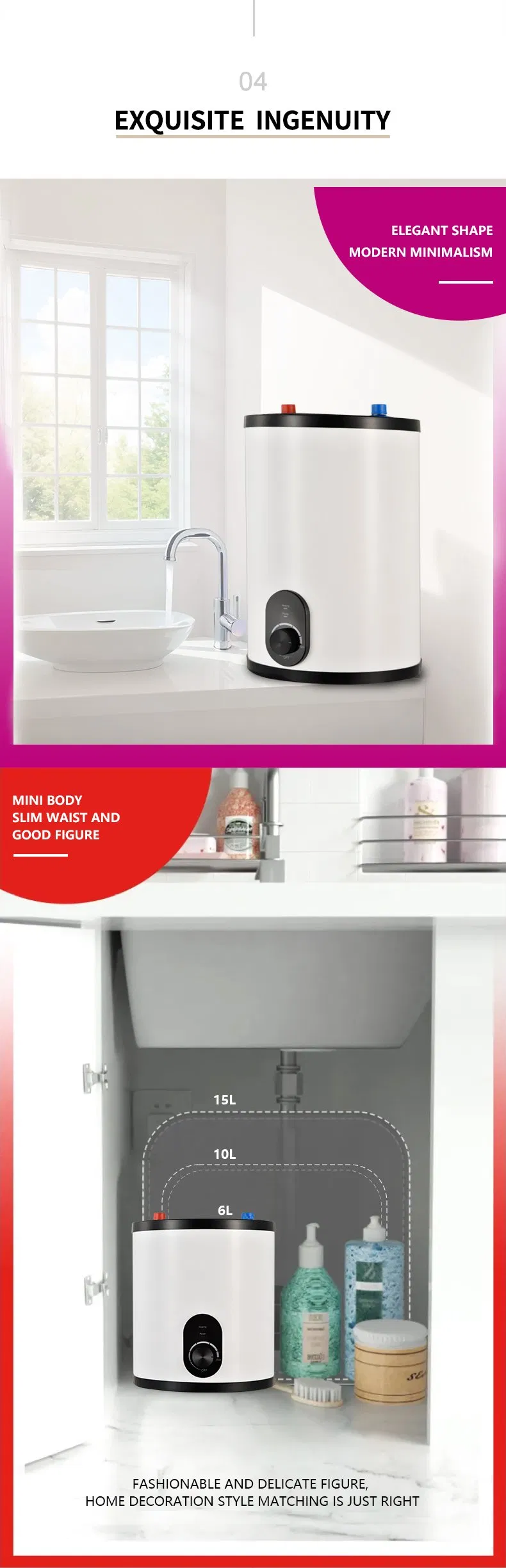 6/10/15L Floor Enamel Coating Small Storage Tank Electric Wall Hung Water Boiler Geyser Water Heater