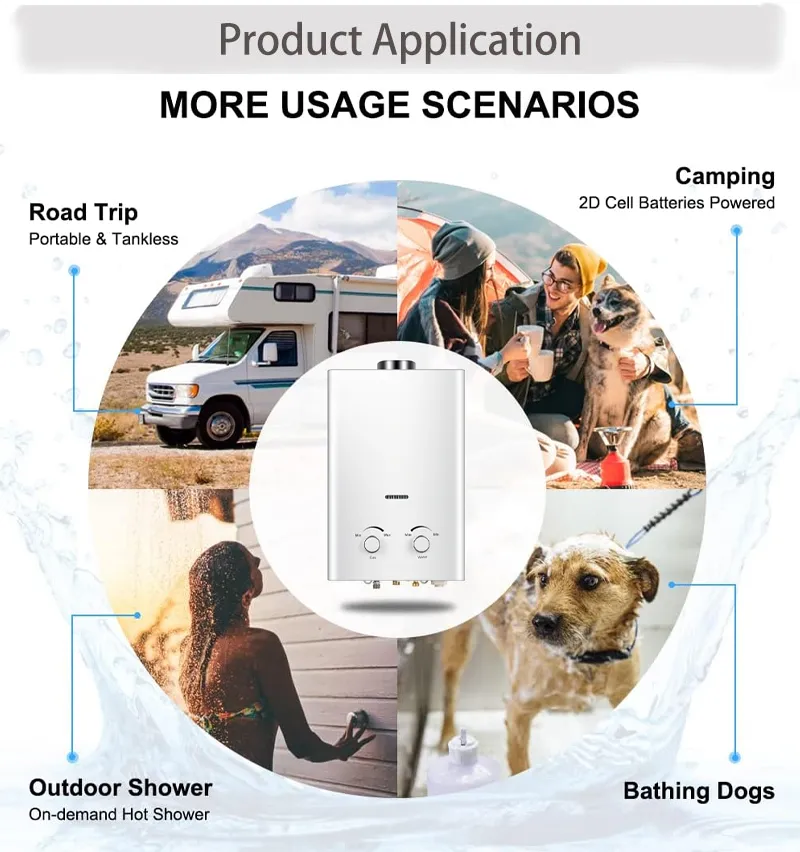 6L to 8L 10L 12L 14L 16L 20L 24L Natural Boiler Instant Gaz Propane Tankless LPG Geyser Gas Water Heaters