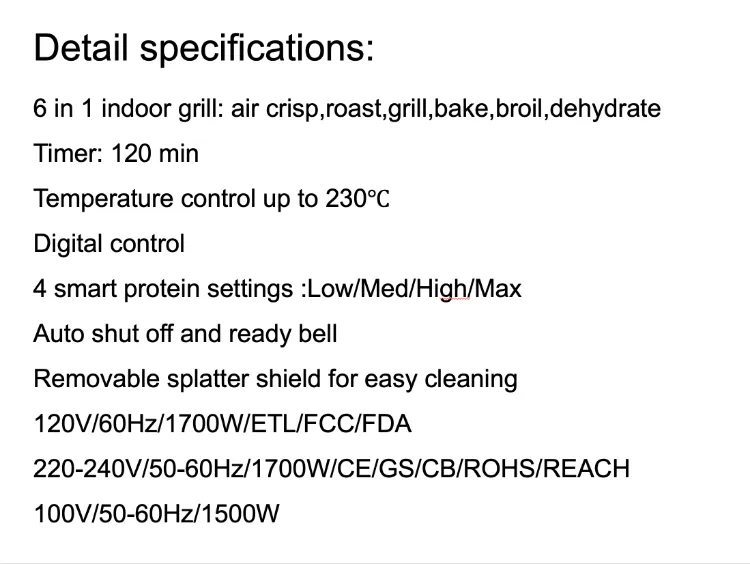 8 in 1 Cooking Function Smokeless Indoor Air Fryer Grill with Smart Thermometer