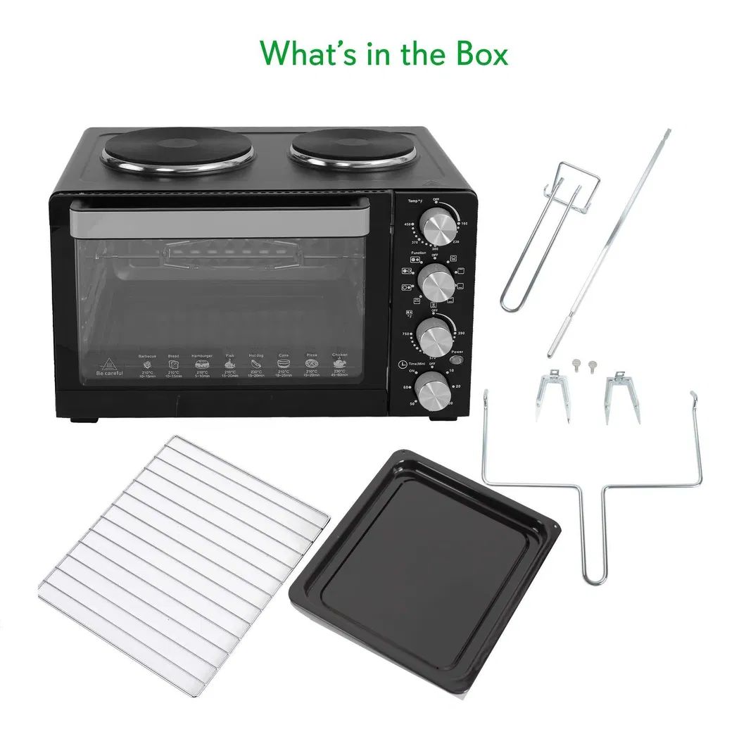 1400 Watt Countertop Turbo Top Rack Dual Hot Plates Convection Oven