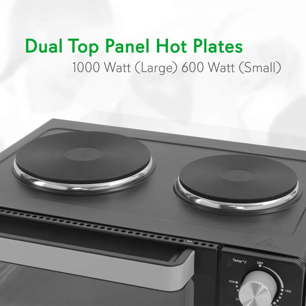 1400 Watt Countertop Turbo Top Rack Dual Hot Plates Convection Oven