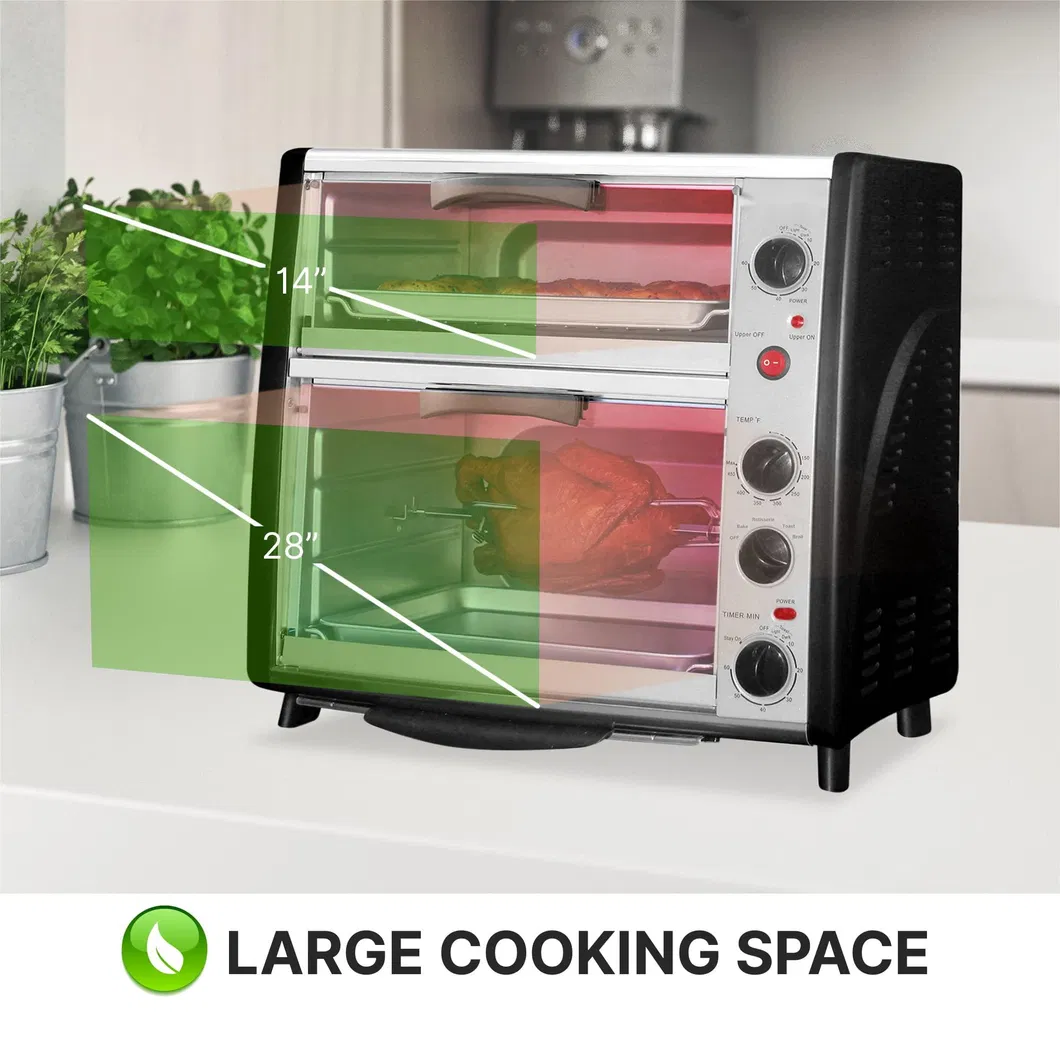 Cooker Toaster Broiler Roast Rotisserie Convection Cooking Ready Multi-Functional Dual Oven