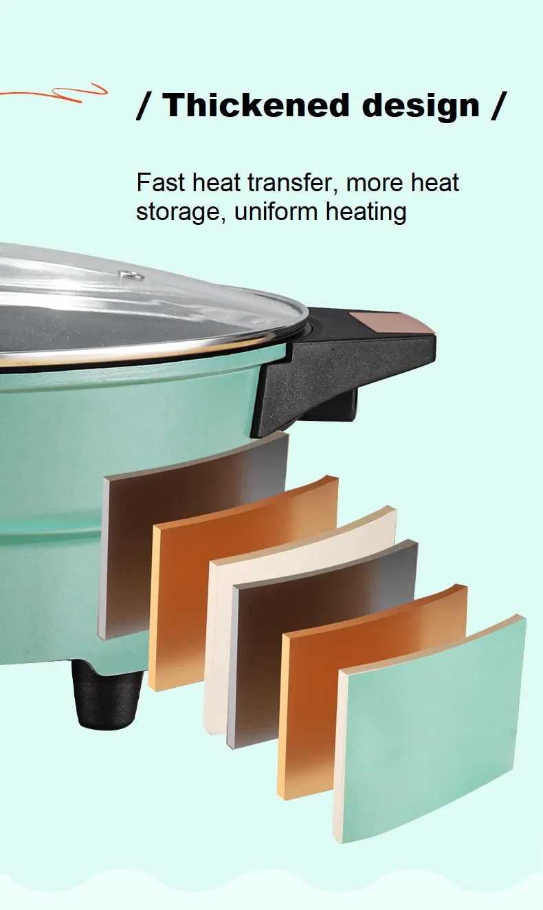 Nonstick Electric Two-Flavor Hot Pot with Glass Lid Aluminium 36cm Skillet