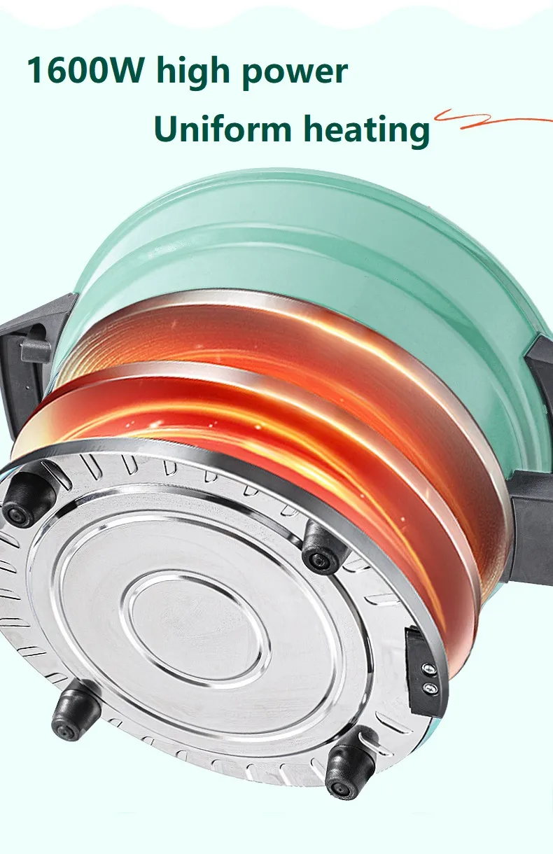 Aluminum Cookware Nonstick Electric Two-Flavor Hot Pot with Glass Lid