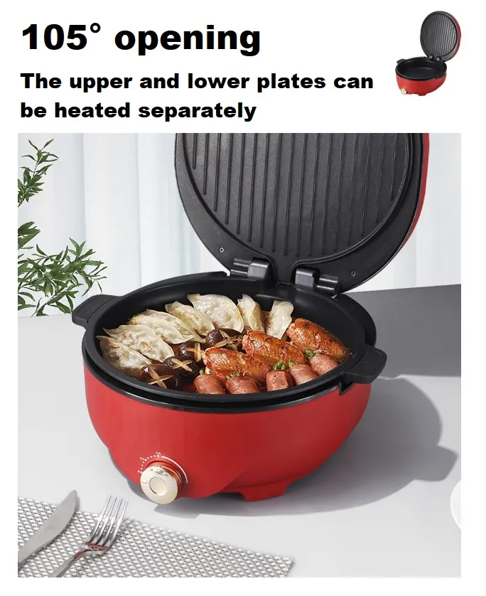 Multi-Functional Double-Sided Heating Cooking Electric Grill Pan