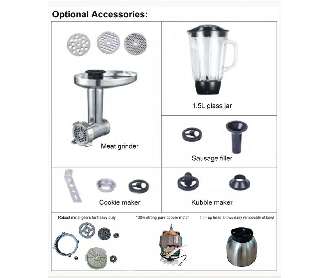 1300W Stand Mixer with 6.5/7L Stainless Steel Bowl Adjustable Speeds