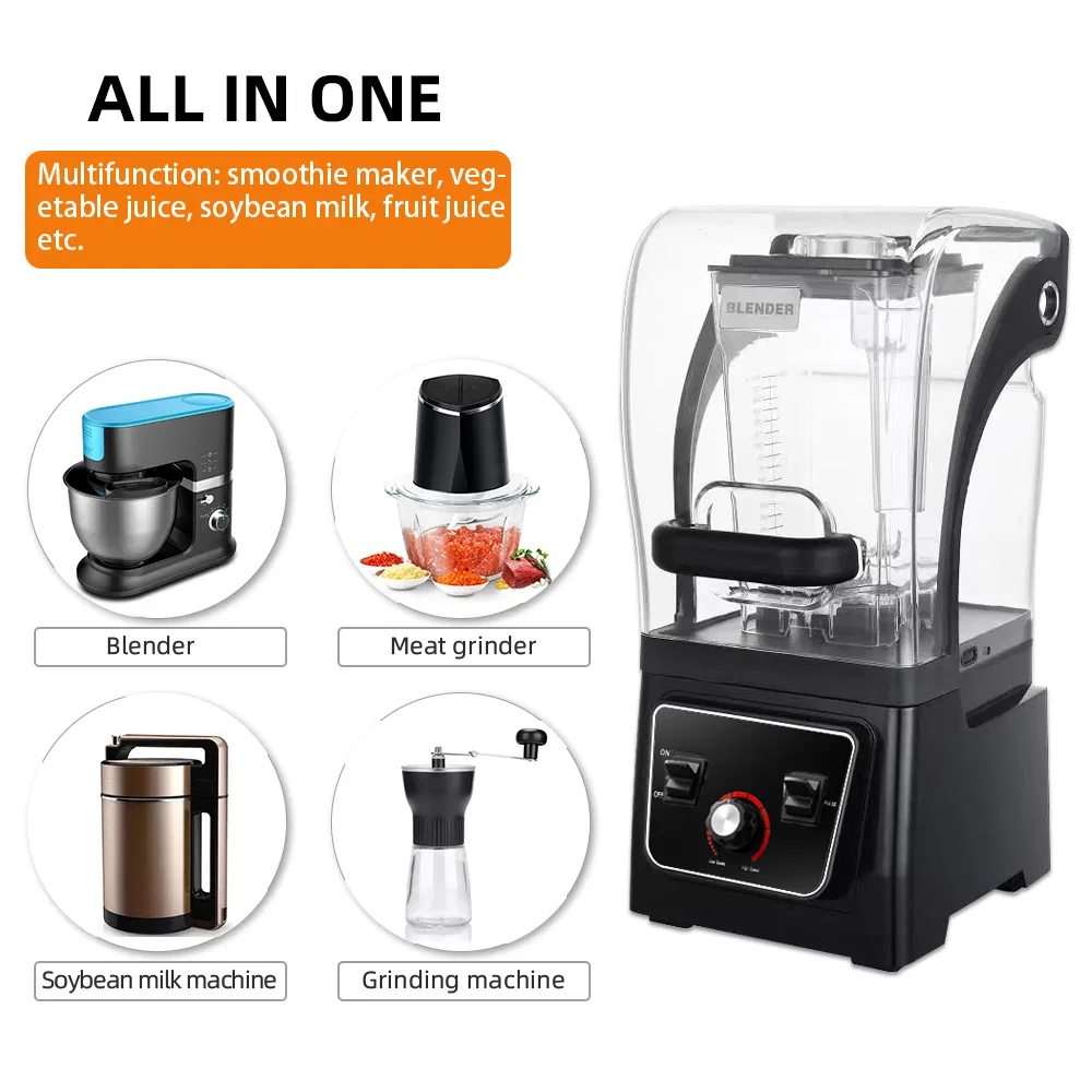 2025 2HP Powerful High Quality Juice Smoothie Sound Enclosure Commercial Blender