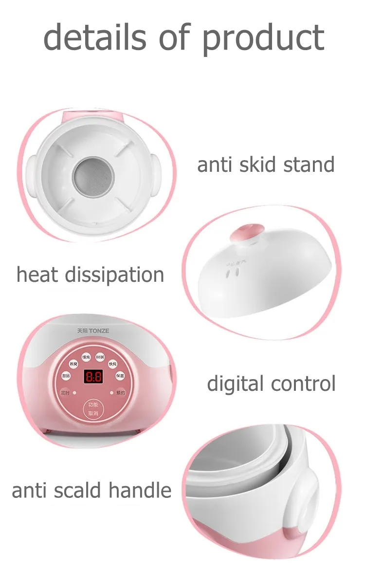 Tonze Electric Small Cooker Yogurt Milk Baby Food Ceramic Slow Cooker