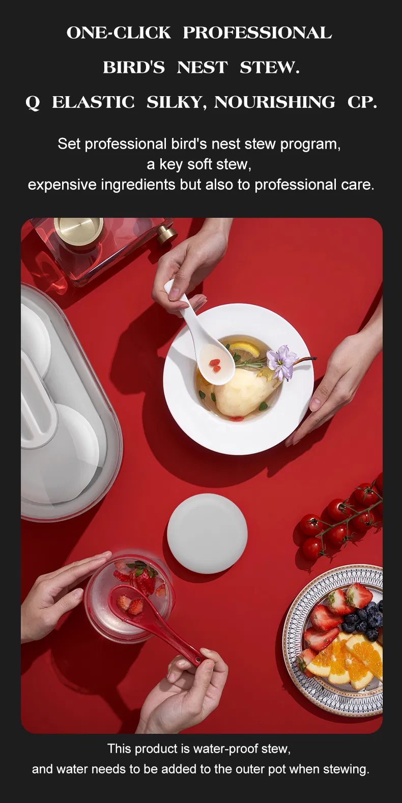 Electric Touch Screen Control Portable Crock Pot Glass Healthy Slow Cooker