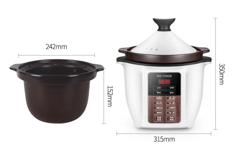 Ceramic Casserole Cooking Pot or Casserole Soup and Porridge Slow Cooker
