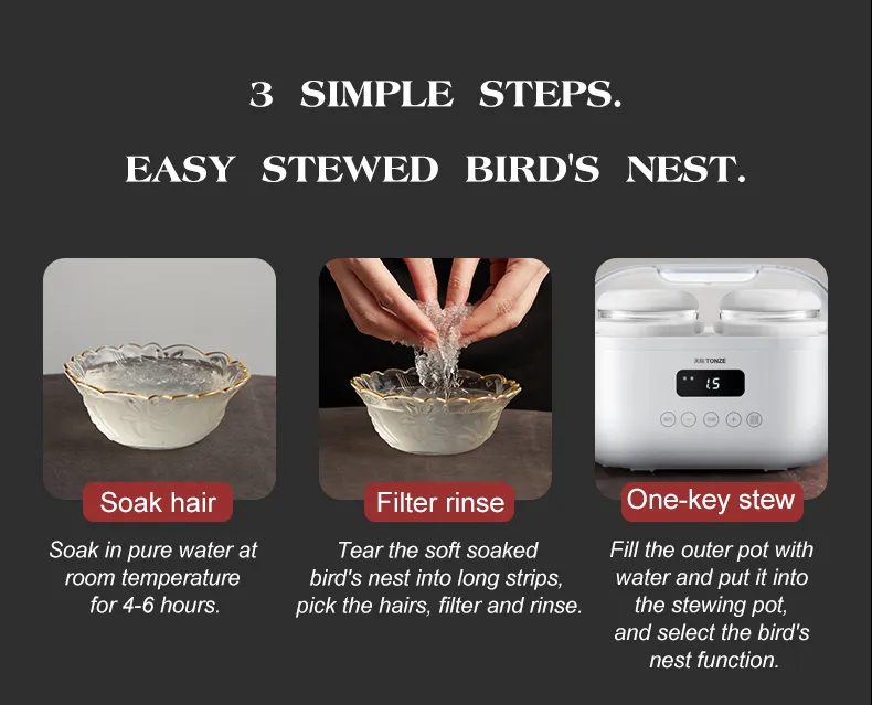 Factory Glass Manual Slow Cooker Multi Cooker Birds Nest Stew Pot