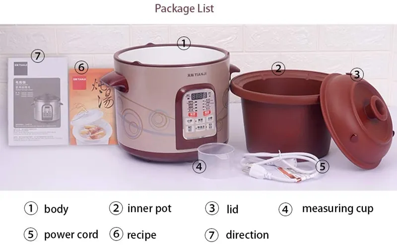 Tonze Multi-Function Purple Clay Electric Ceramic Slow Cooker