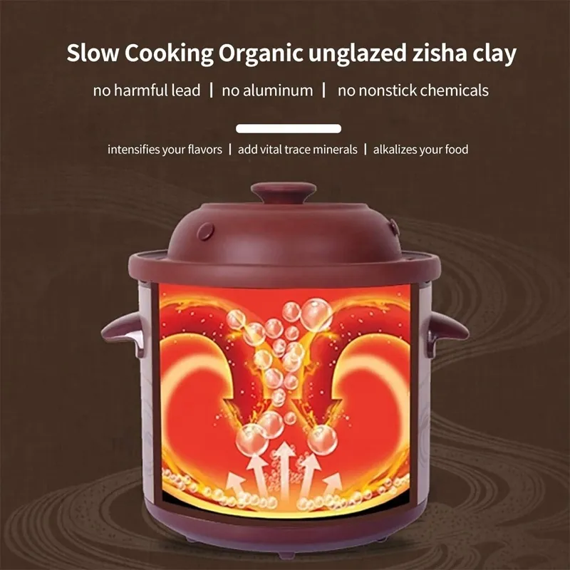 Tonze Multi-Function Purple Clay Electric Ceramic Slow Cooker