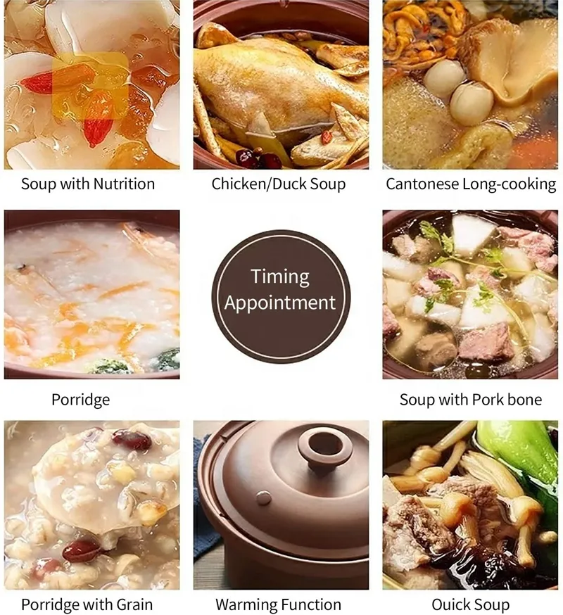 Tonze Multi-Function Purple Clay Electric Ceramic Slow Cooker