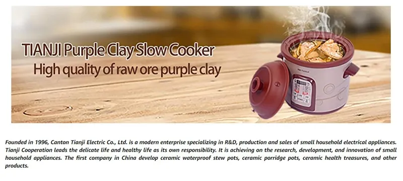 Tonze Multi-Function Purple Clay Electric Ceramic Slow Cooker