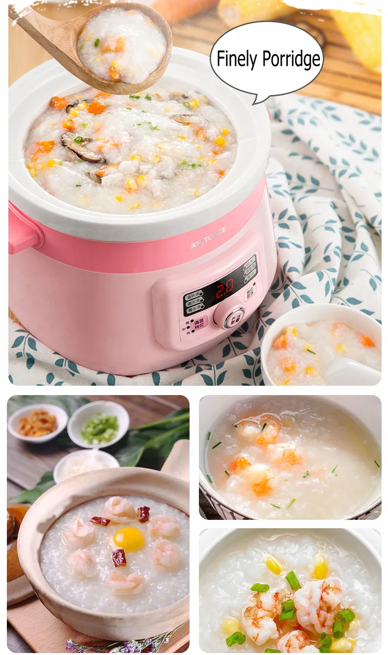 2L Automatic Baby Porridge Multicooker Mini Ceramic Electric Slow Cooker