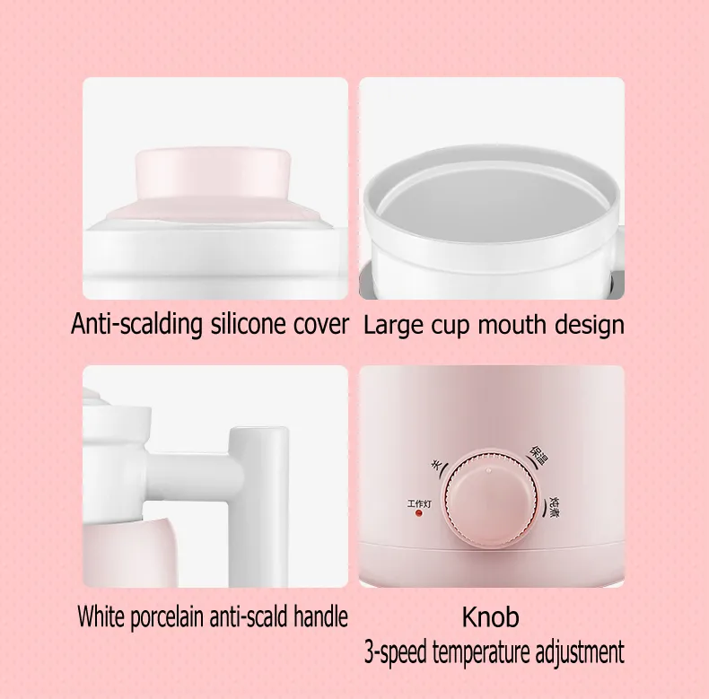 OEM Portable Mini Slow Cooker Cup Electric Tea Kettle Keep Warm Office Ceramic Stew Pot