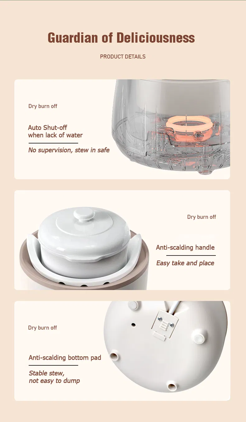 Double Boiler Slow Cooker with Egg Steamer Ceramic Liner Electric Crock Pot