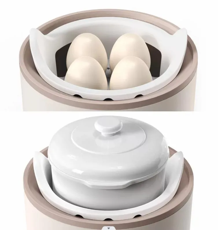 Double Boiler Slow Cooker with Egg Steamer Ceramic Liner Electric Crock Pot