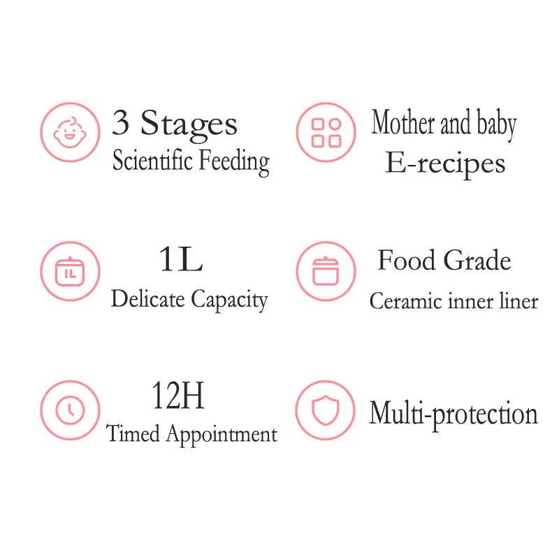 1L Multifunctional Intelligent Baby Porridge Cooker Timer Reservation Ceramic Slow Cooker