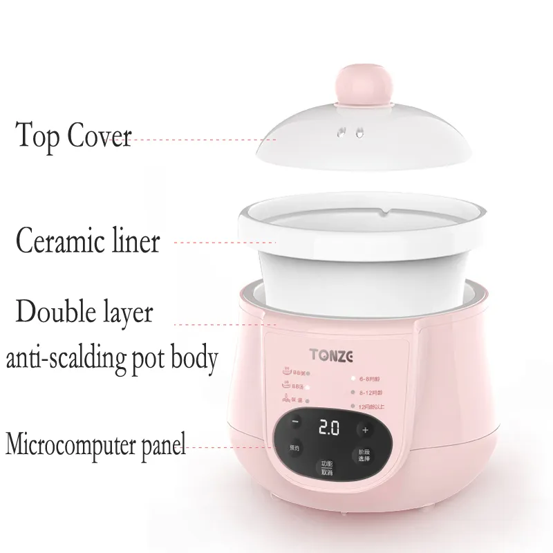 1L Multifunctional Intelligent Baby Porridge Cooker Timer Reservation Ceramic Slow Cooker