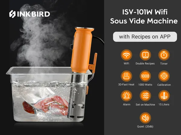 Inkbird WiFi Sous Vide Isv-101W with Color Screen Rotary Control Smart Slow Cooker