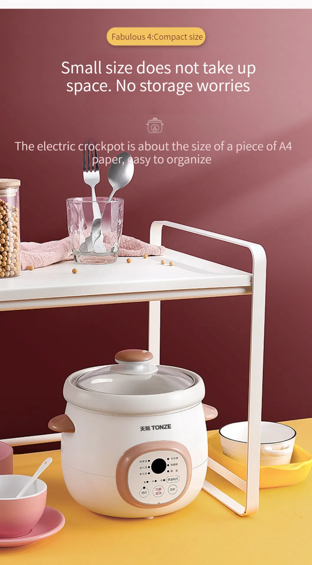 1.5 Intelligent Reservation Electric Ceramic Pot Multifunctional Slow Cooker