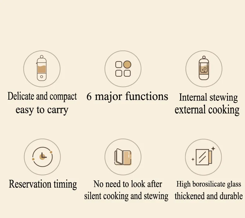 Portable Health Electric Slow Cooker Digital Bird Nest Cooker