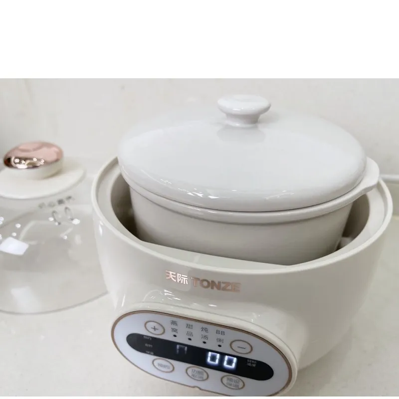 1L Stew Pot with Steamer Multifunctional Baby Food Crock Pot Slow Cooker