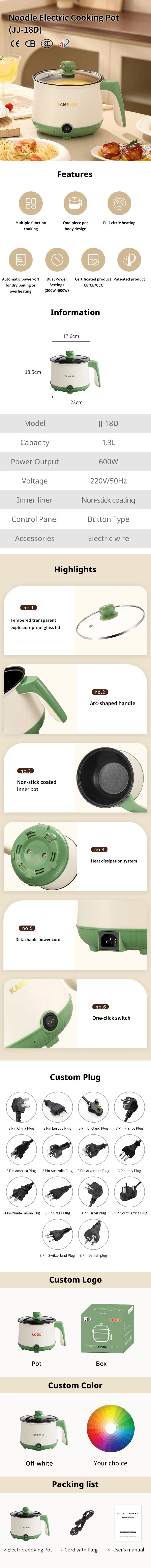 Kaiershi Jj-18d Best Mini Electric Cooker Multifunctional