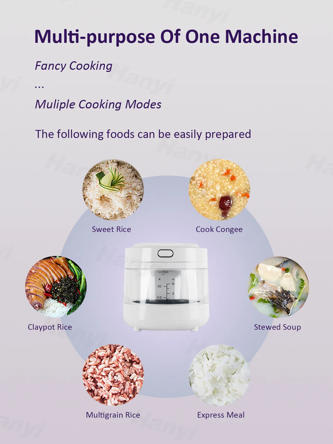3L 600W Healthy Easy to Use Slow Cooker Steam Glass Rice Cooker