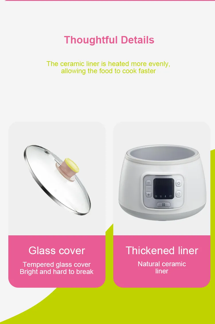 Factory Hot Sale Electric Baby Food Maker Infant Slow Cooker for Nutrient Soup Porridge