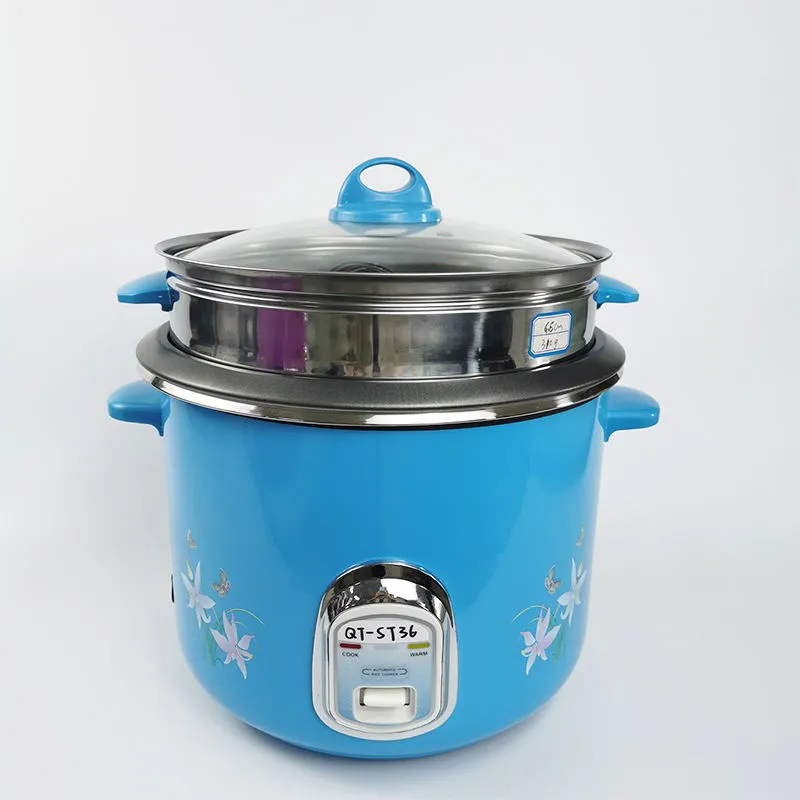 Blue/Yellow Color Straight Rice Cooker with Full Body Custom Inner Pot Electric Rice Cooker House Use Rice Cooker
