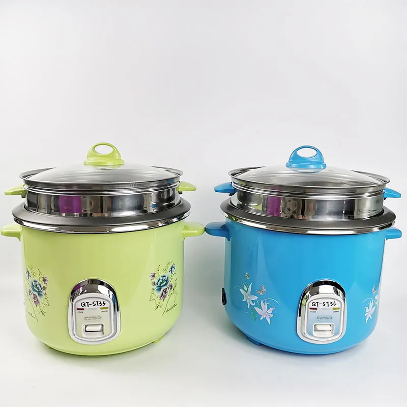 Blue/Yellow Color Straight Rice Cooker with Full Body Custom Inner Pot Electric Rice Cooker House Use Rice Cooker