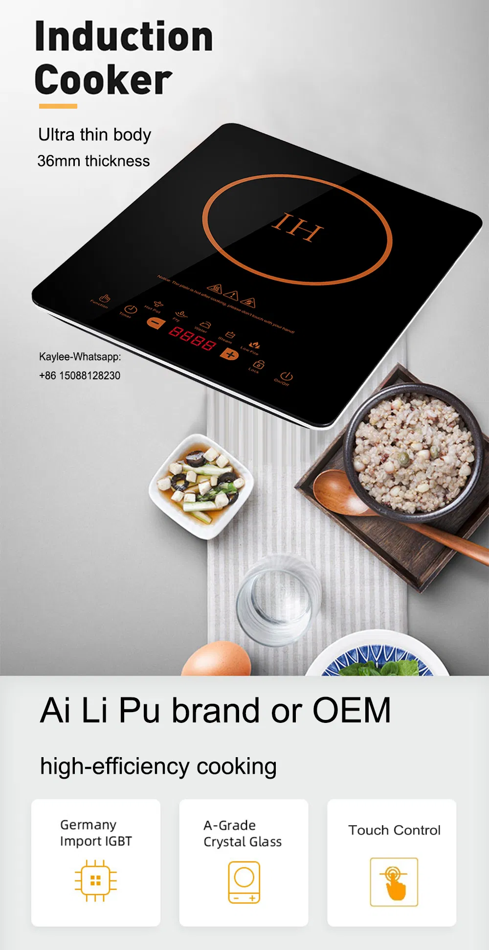 Household Electric Single Induction Cooker Portable Tabletop Super Slim Induction Cooktop