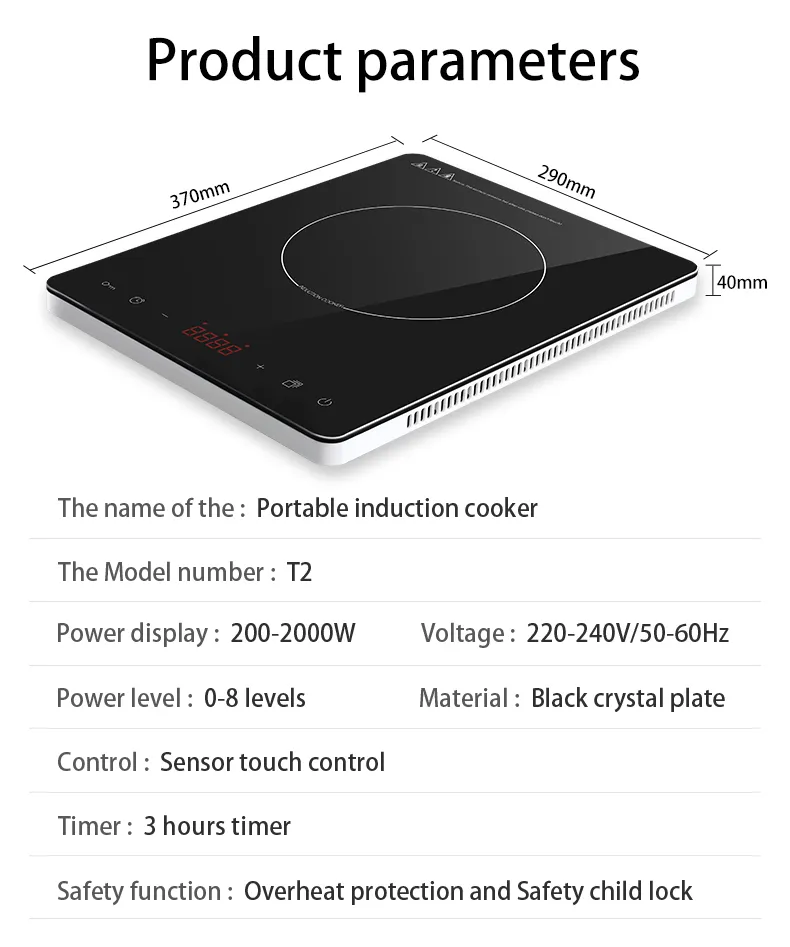 Induction Cooker Ultra-Thin Cooktop 2000W Encimera Induccion Cocina CE