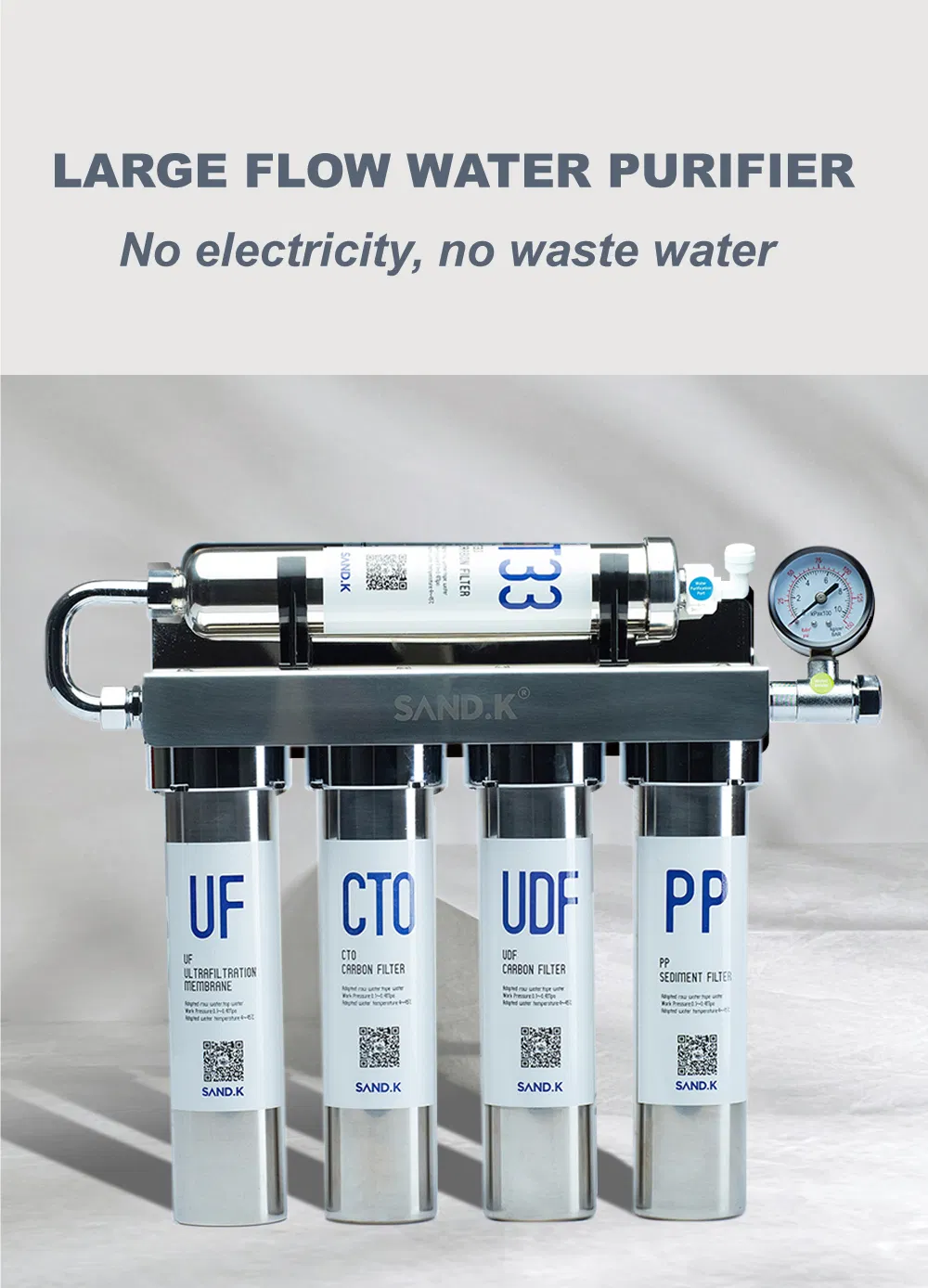 Household Pre-Filtration Domestic UV Lamp Water Purifier for Home Use