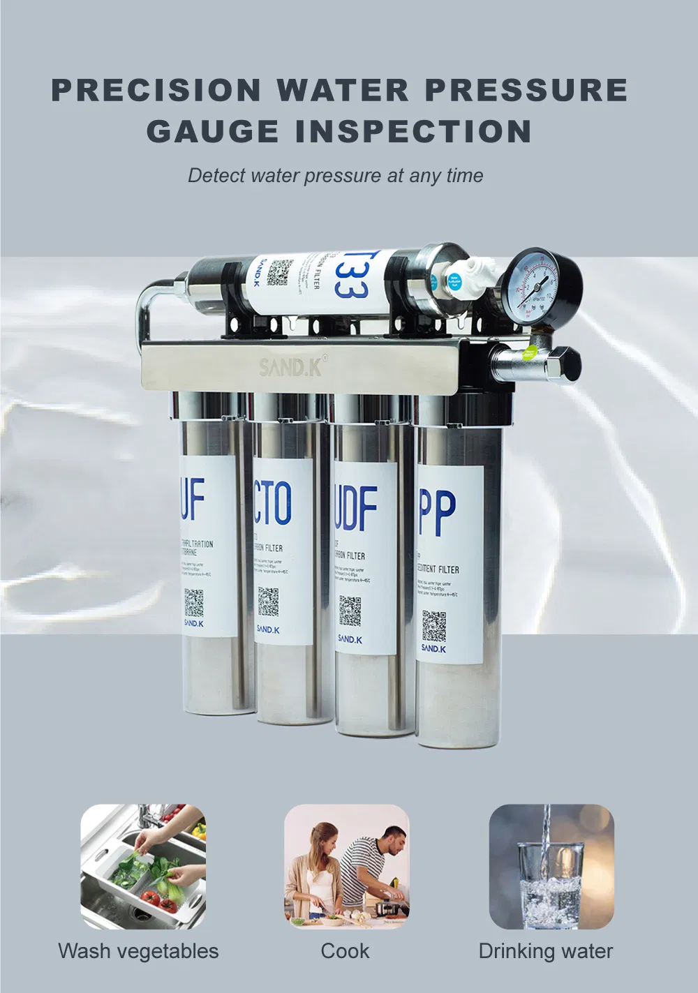 Household Pre-Filtration Domestic UV Lamp Water Purifier for Home Use