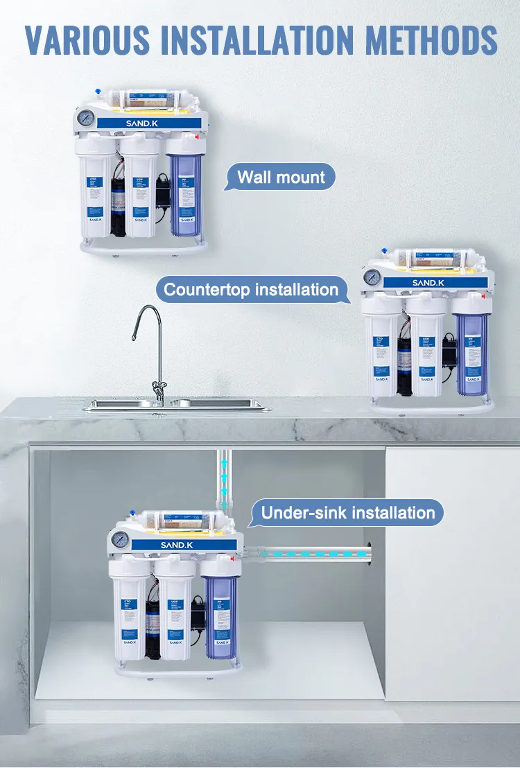 Household 5 Stages 7 Stages Kitchen New RO Water Purifier Home RO Machine Water Filtration System 75gpd 100gpd