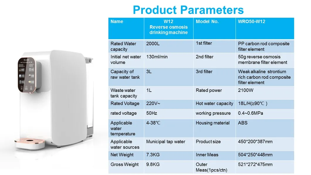 Home Kitchen Hot and Cold Water Purifier Best Drinking Water Filter in Reverse Osmosis RO Water Filtration