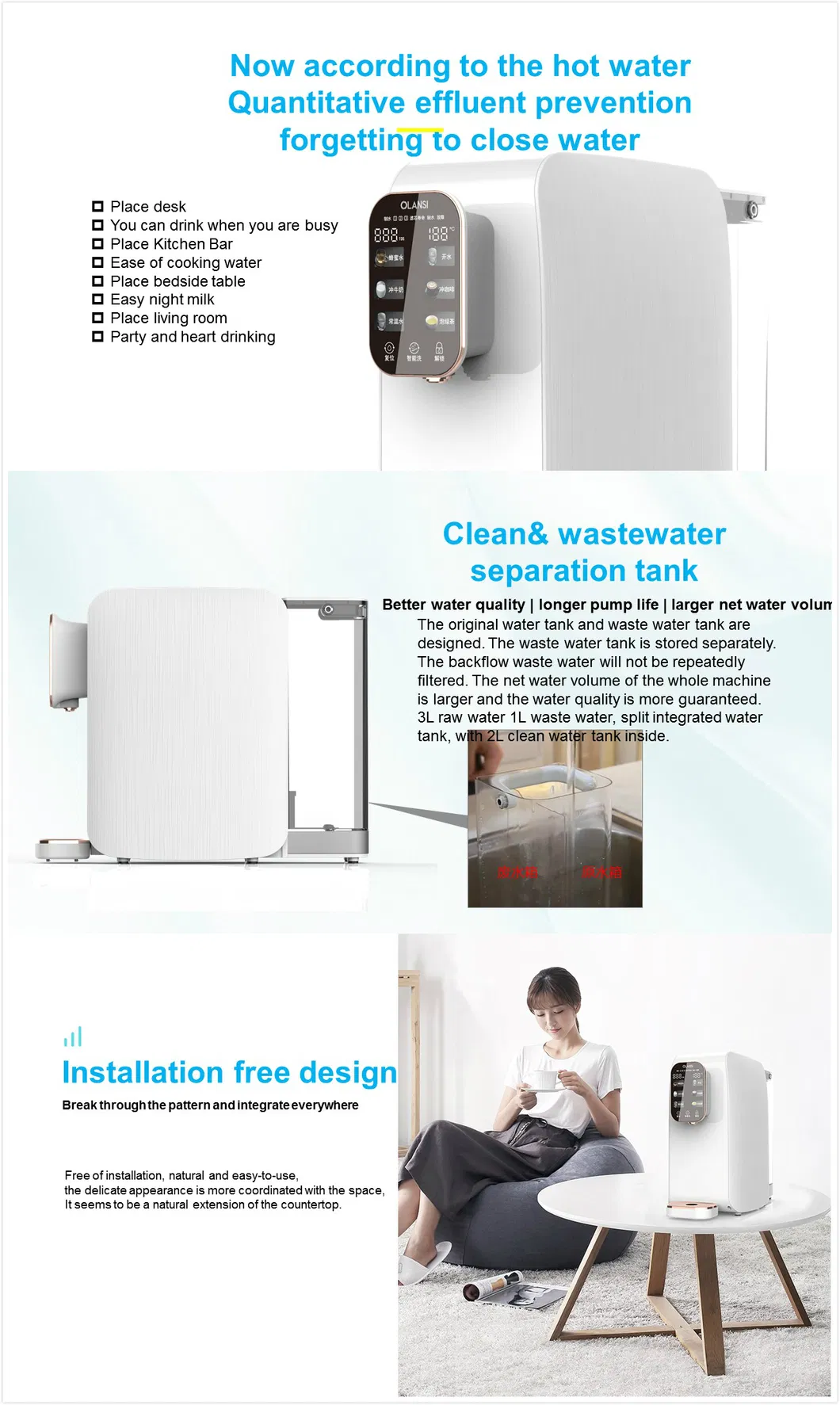 Home Kitchen Hot and Cold Water Purifier Best Drinking Water Filter in Reverse Osmosis RO Water Filtration