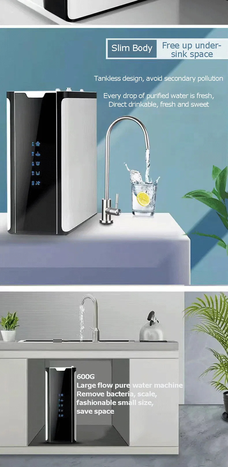 Conbl 600g Home Use No Tank RO Water Purifier with 5-Stage Filtration