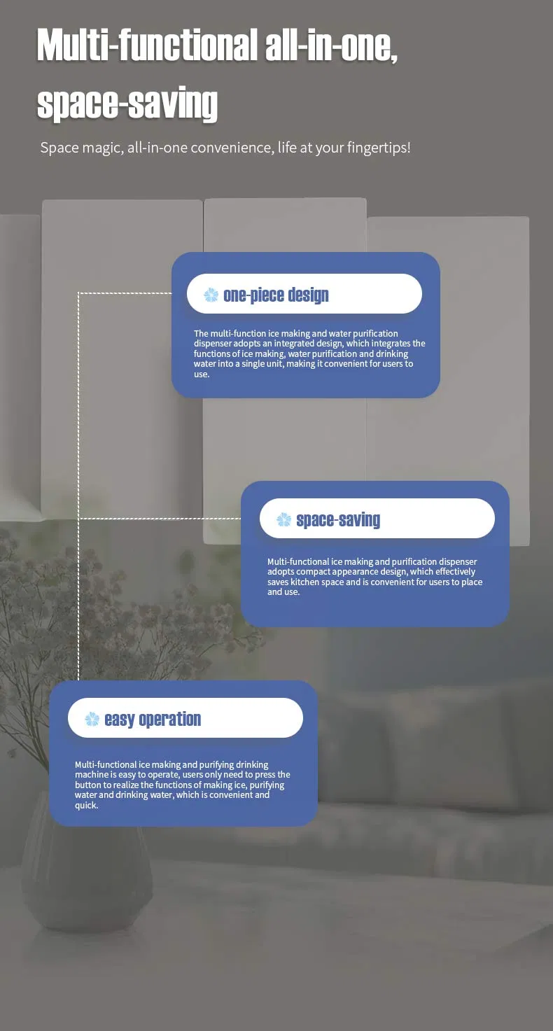 Water Filtration Home System Desktop Cold Hot Water Dispenser 3 in 1 Water Ice Machine