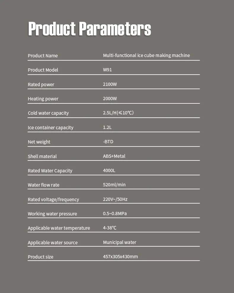 Water Filtration Home System Desktop Cold Hot Water Dispenser 3 in 1 Water Ice Machine