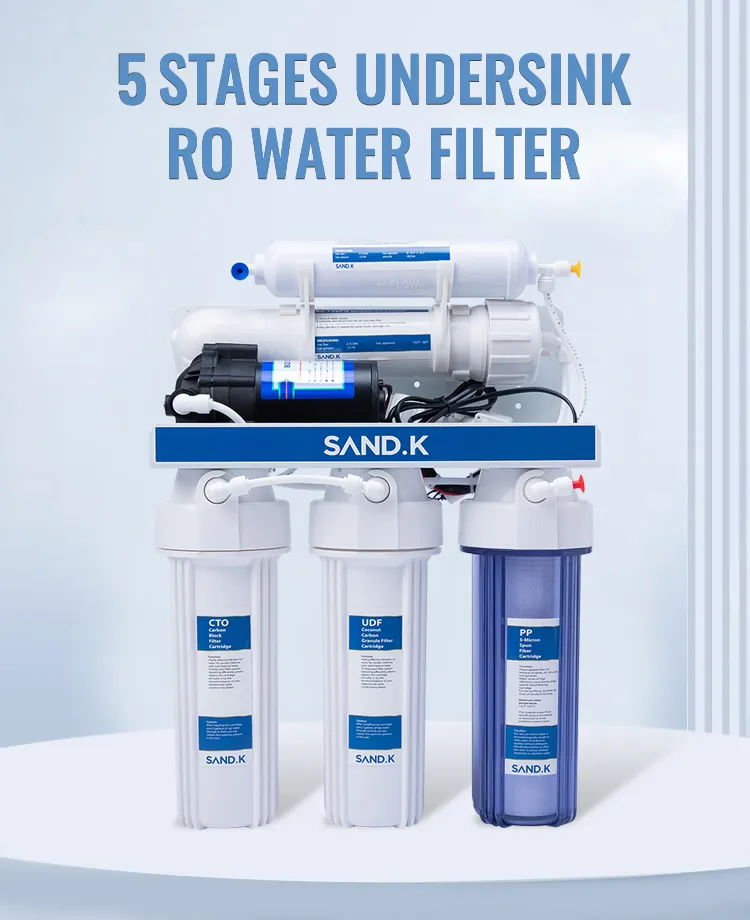 Home Kitchen 5 Stages Filtration System Water Purifier with Pressure Gauge Under Sink Desktop Wall Mounted